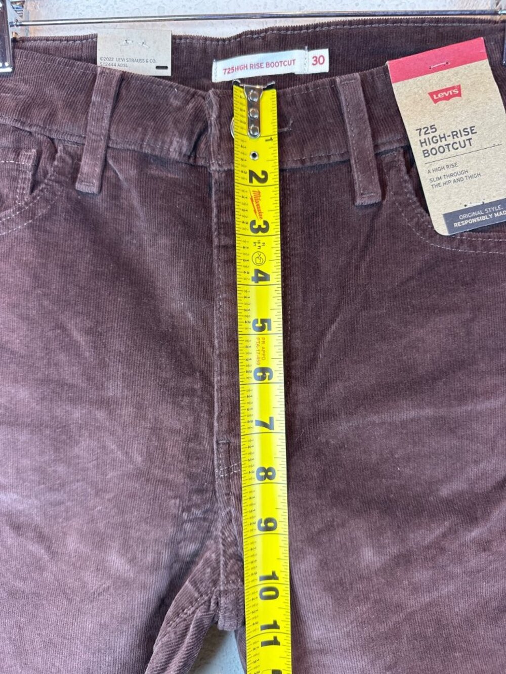 NWT Levi’s 725 High Rise Bootcut Corduroy Pants Brown Women Size 30 Boho Western - Picture 10 of 14